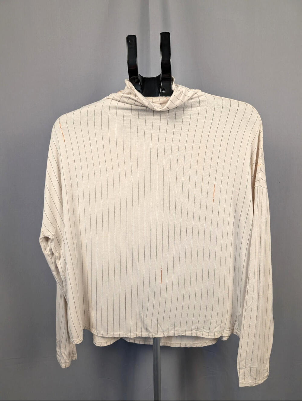 Aritzia Babaton Turtleneck Lightweight Oversized Draped Cream Striped Sz Lg